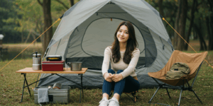 캠핑중인 여성