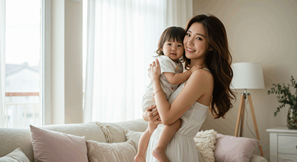 아이를 안고 있는 여성