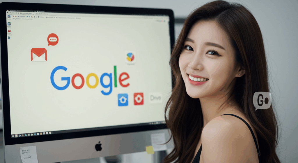 구글 사용중인 여성