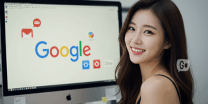 구글 사용중인 여성