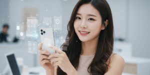 아이폰 사용중인 여성