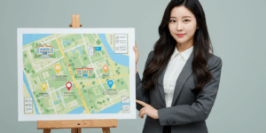 중학교 배정 설명중인 여성