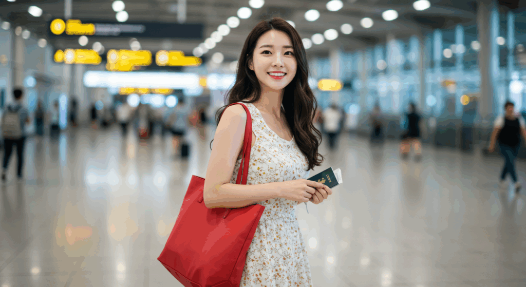 공항 여행중인 여성