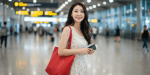 공항 여행중인 여성